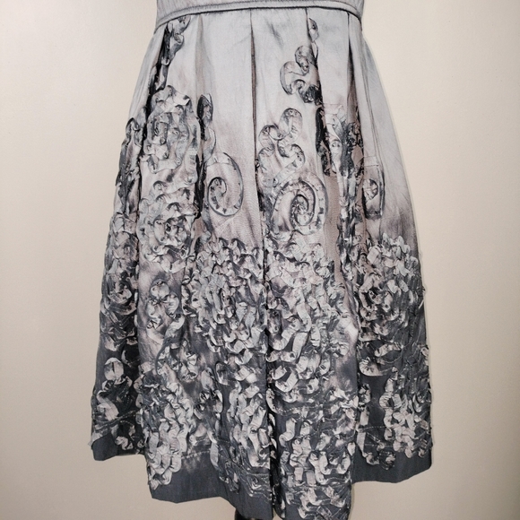 NWT R & M Richards Iridescent Silver Embroidered Fit & Flare Midi Dress Sz. 6 - Picture 6 of 14
